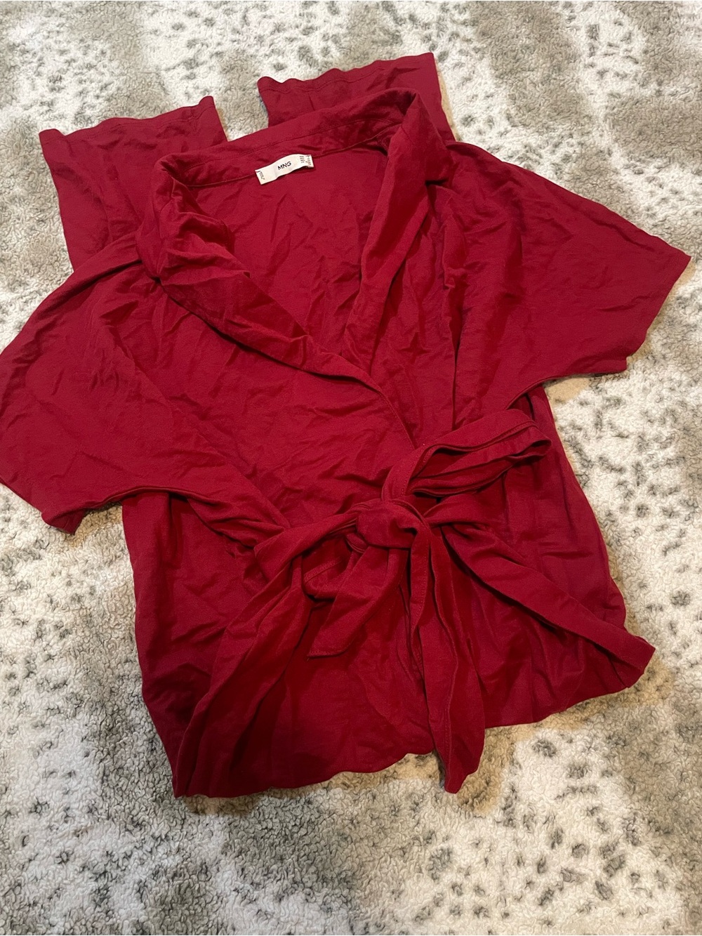 Mango red burgundy belted jumpsuit - Picture 4 of 8